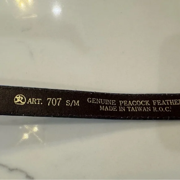 Vintage Peacock Feather Patterned Belt - Picture 5 of 5